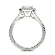 Luciana Emerald Cut Halo Split Shank Claw Set Engagement Ring - Nivetta